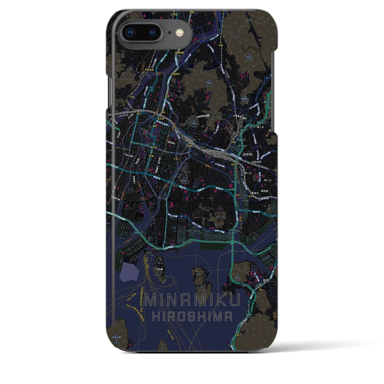 【南区(広島市)】地図柄iPhoneケース(バックカバータイプ)