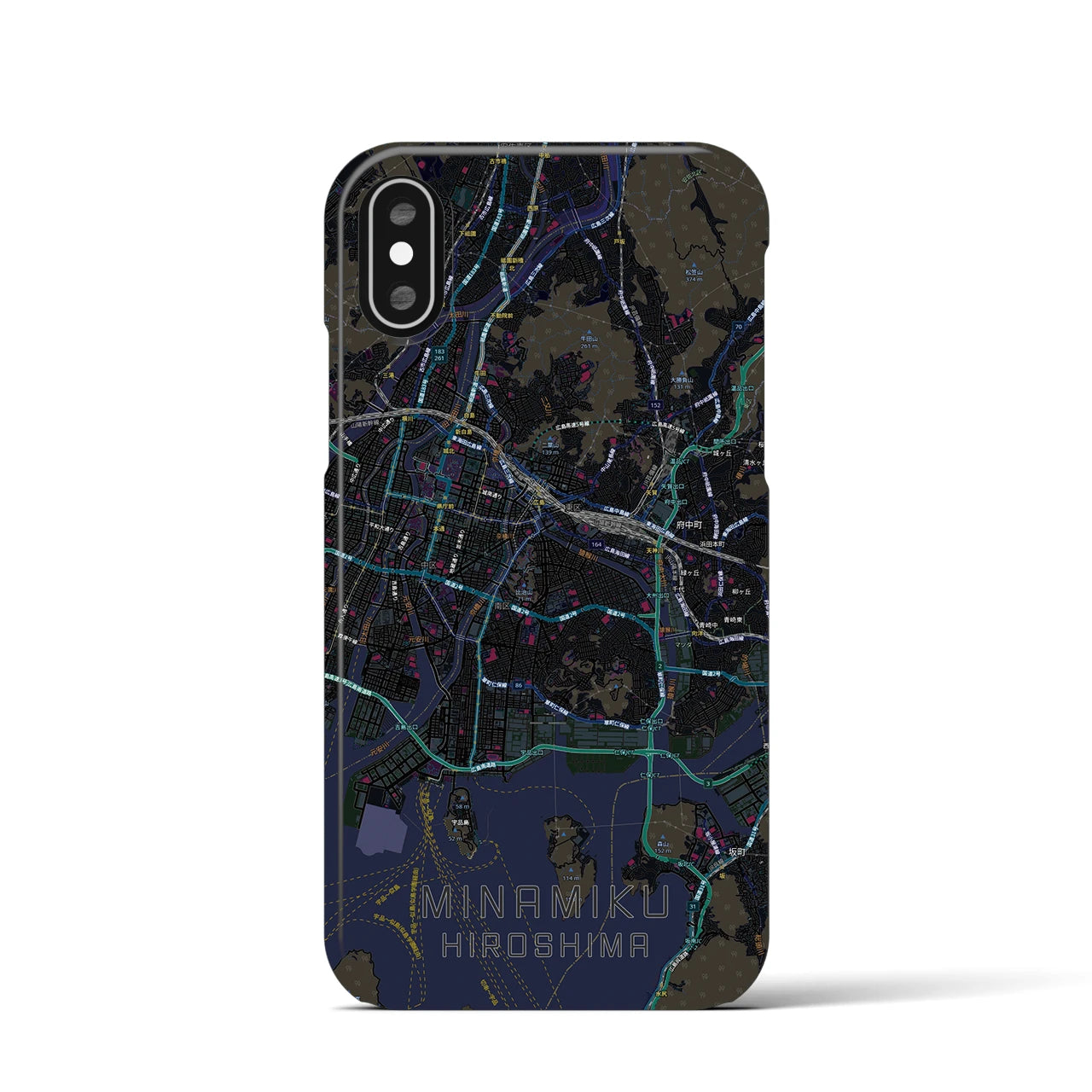 【南区(広島市)】地図柄iPhoneケース(バックカバータイプ)