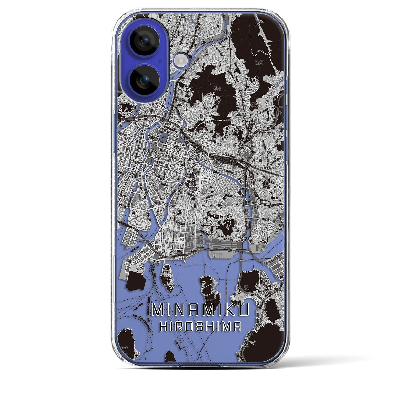 【南区(広島市)】地図柄iPhoneケース(クリアタイプ)モノトーン・iPhone 16 Pro Max 用