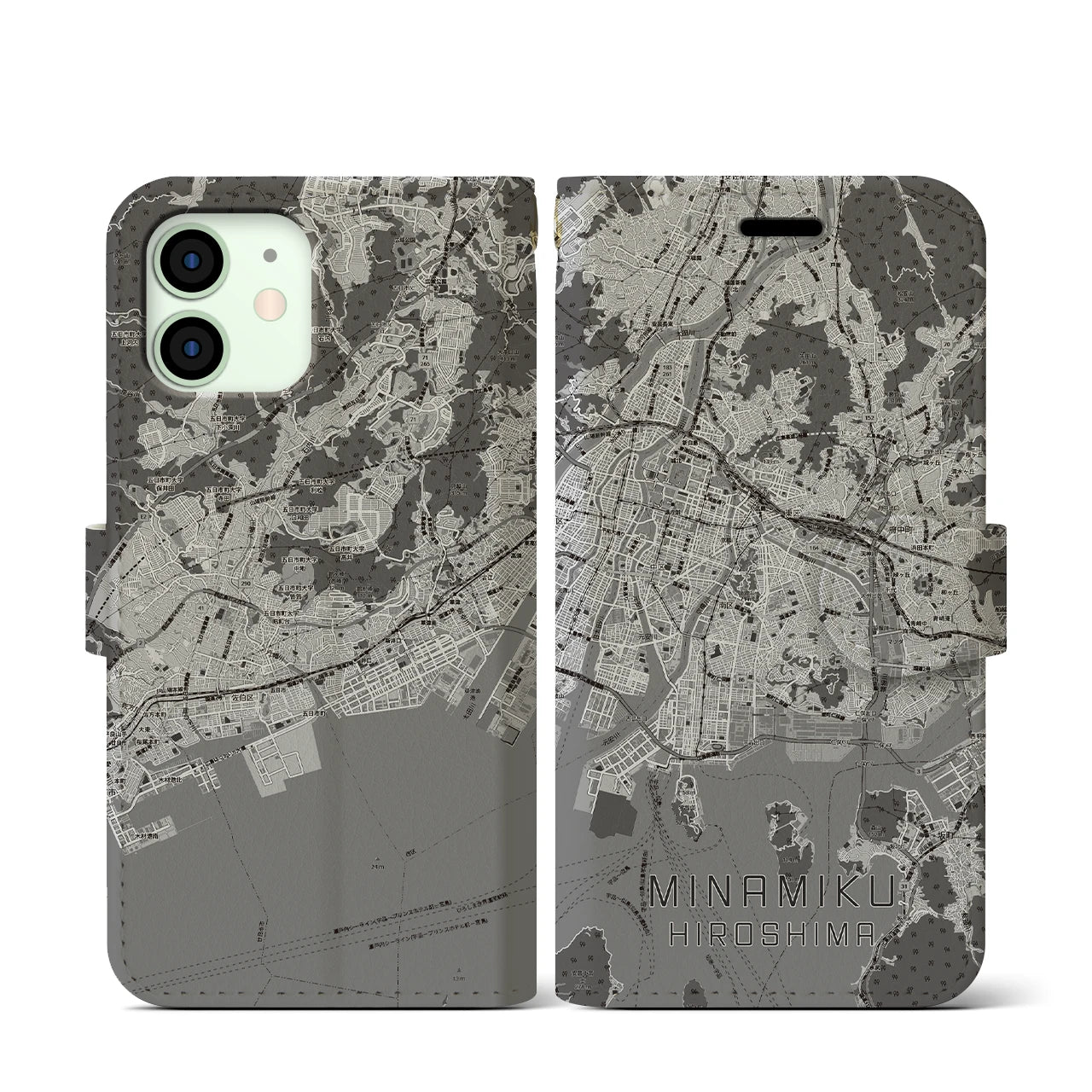 【南区(広島市)】地図柄iPhoneケース(手帳タイプ)