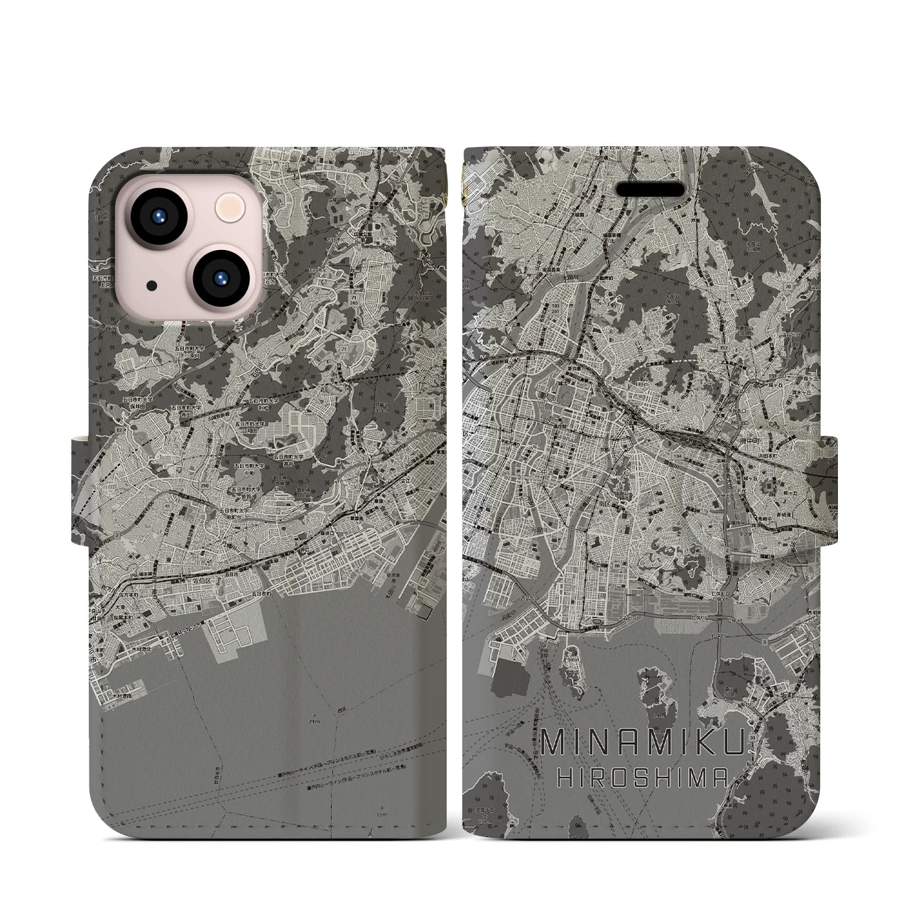 【南区(広島市)】地図柄iPhoneケース(手帳タイプ)