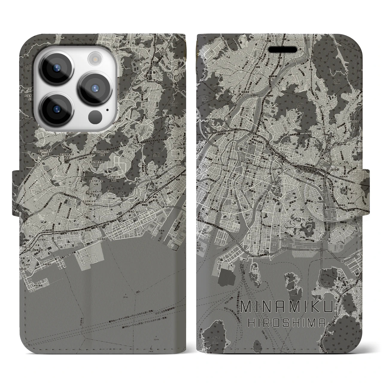 【南区(広島市)】地図柄iPhoneケース(手帳タイプ)