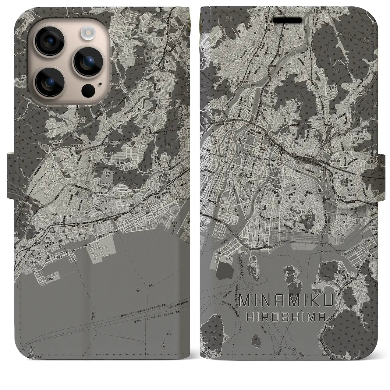 【南区(広島市)】地図柄iPhoneケース(手帳タイプ)