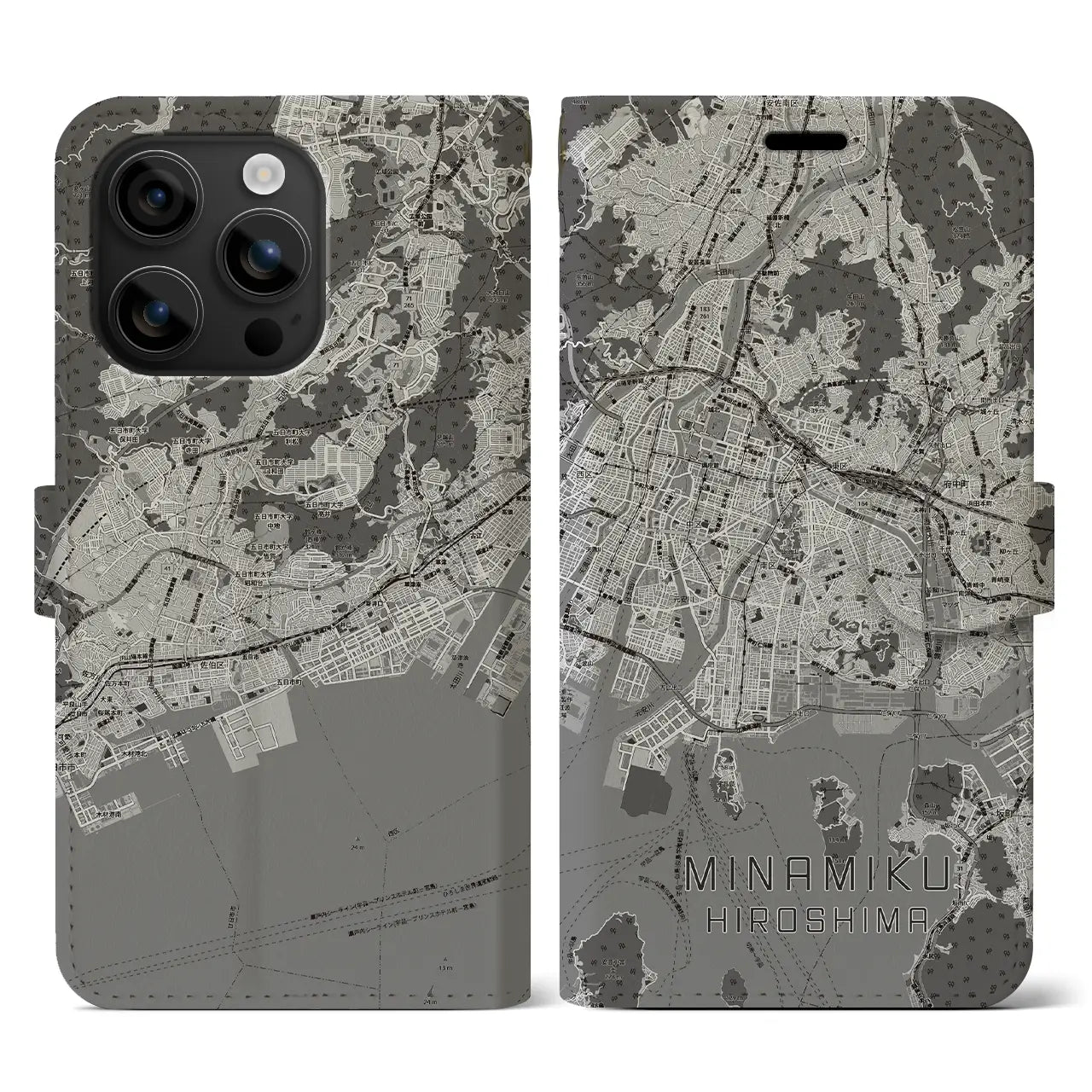 【南区(広島市)】地図柄iPhoneケース(手帳タイプ)