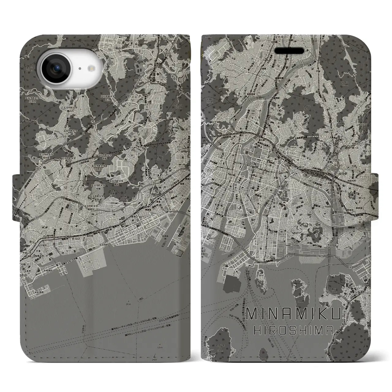 【南区(広島市)】地図柄iPhoneケース(手帳タイプ)