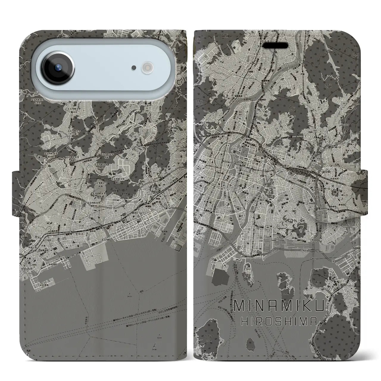 【南区(広島市)】地図柄iPhoneケース(手帳タイプ)