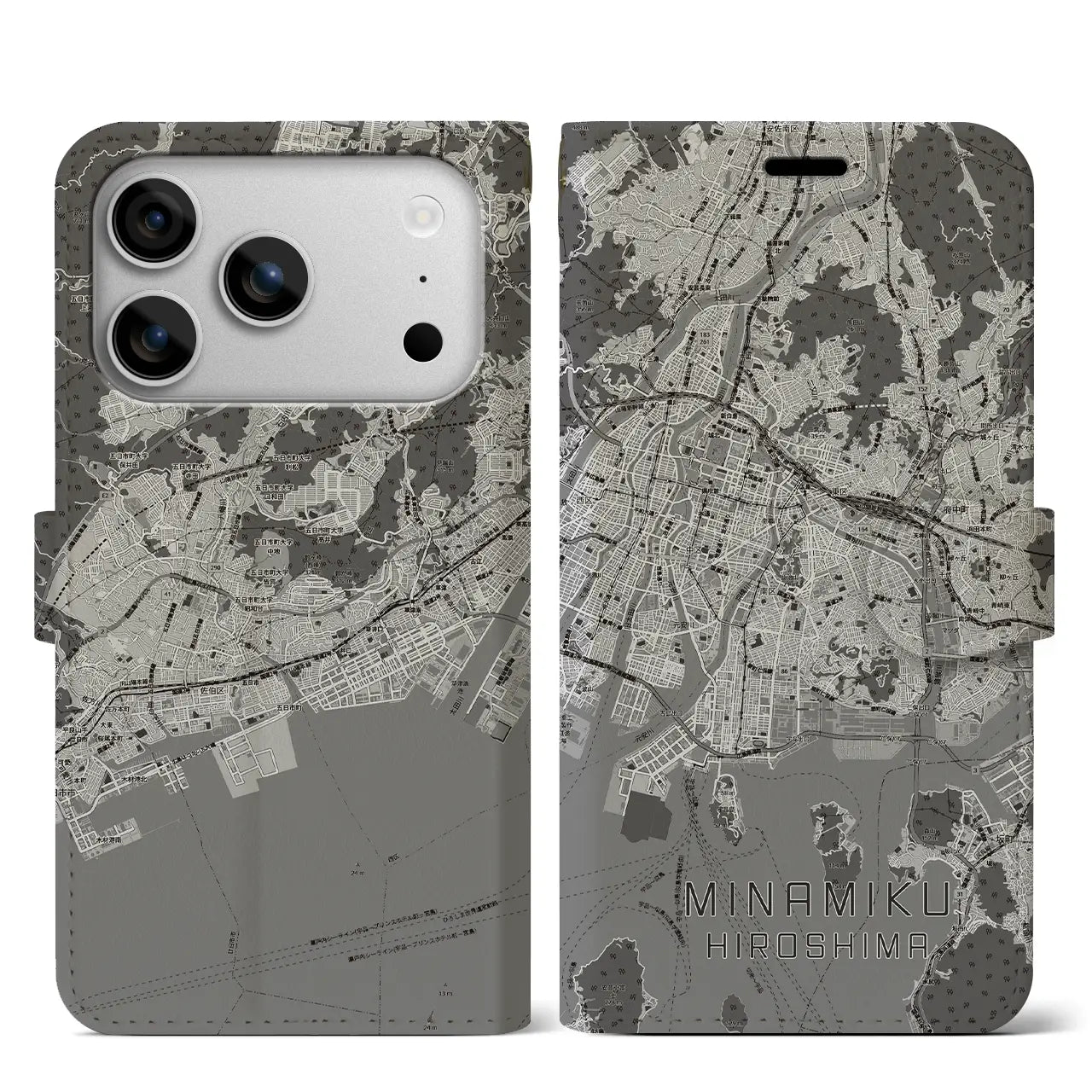 【南区(広島市)】地図柄iPhoneケース(手帳タイプ)