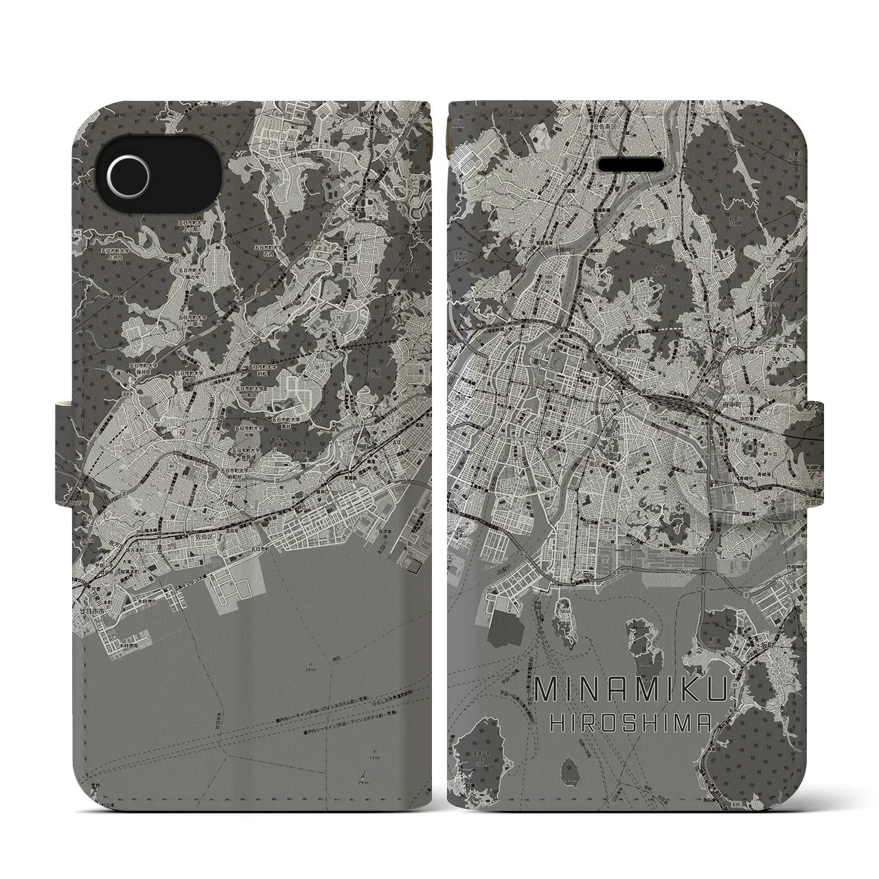 【南区(広島市)】地図柄iPhoneケース(手帳タイプ)
