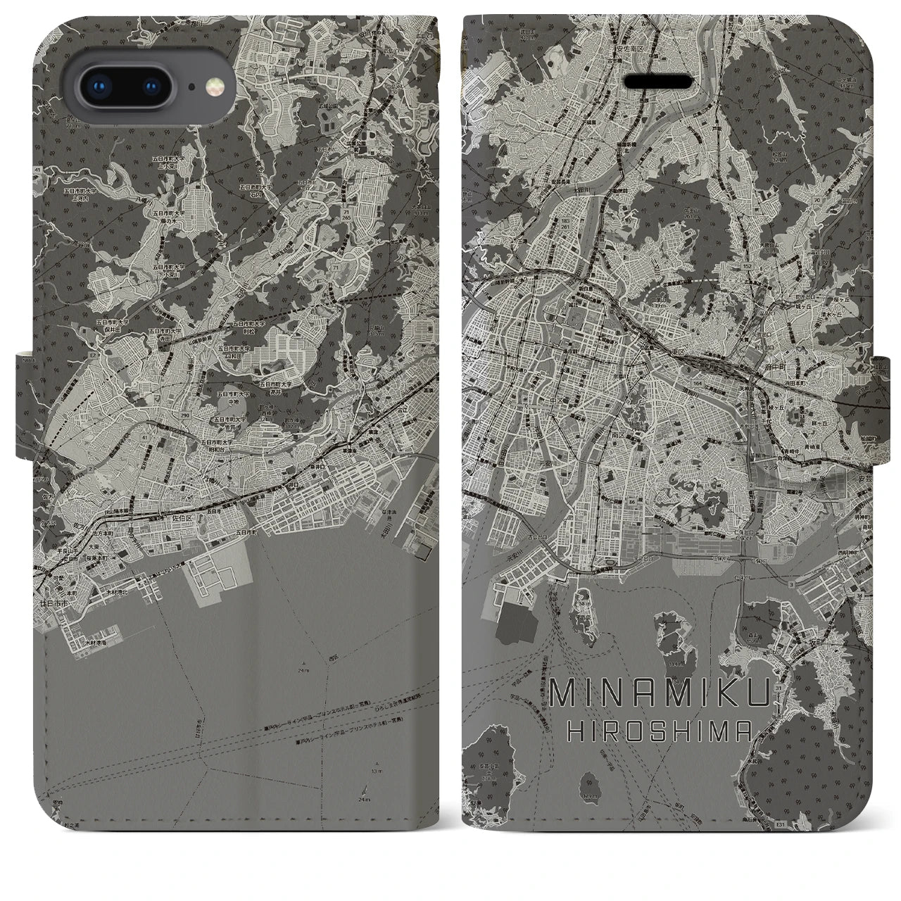 【南区(広島市)】地図柄iPhoneケース(手帳タイプ)