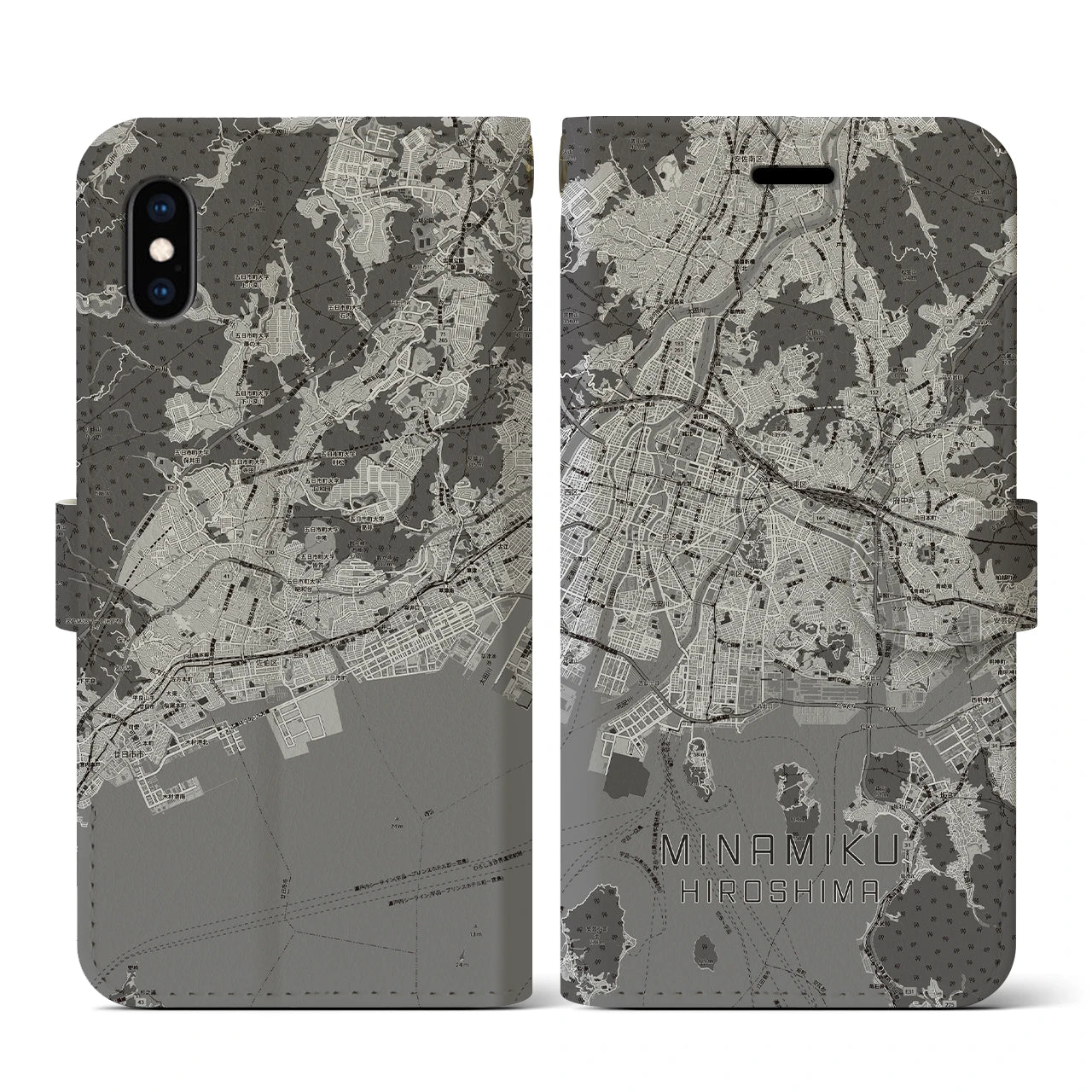 【南区(広島市)】地図柄iPhoneケース(手帳タイプ)