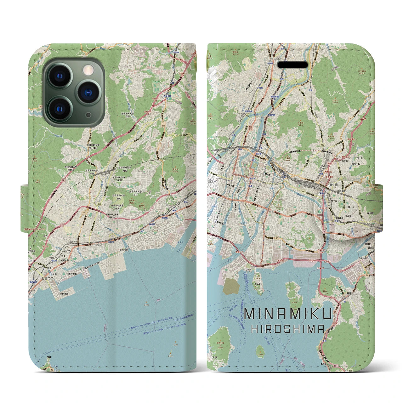 【南区(広島市)】地図柄iPhoneケース(手帳タイプ)