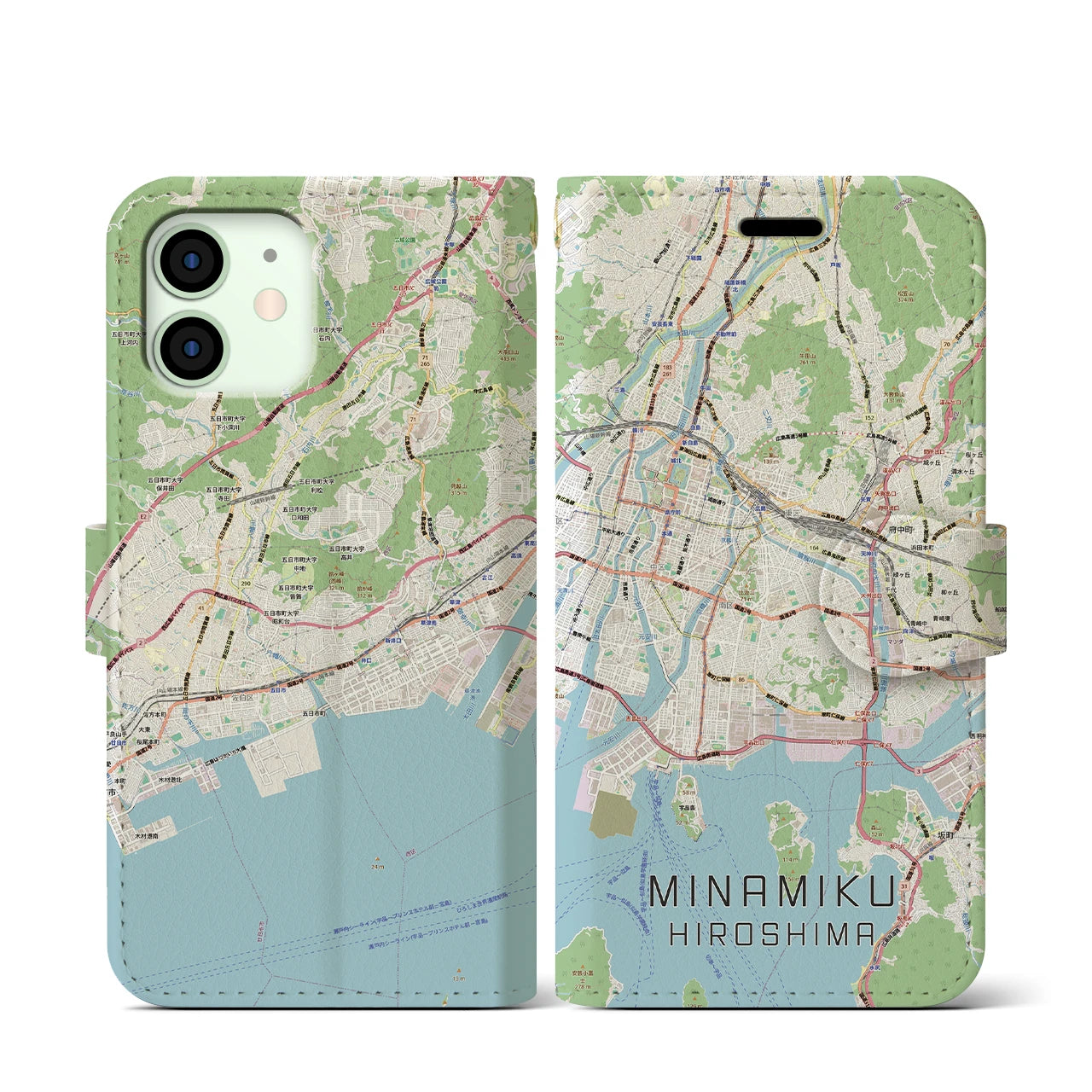 【南区(広島市)】地図柄iPhoneケース(手帳タイプ)