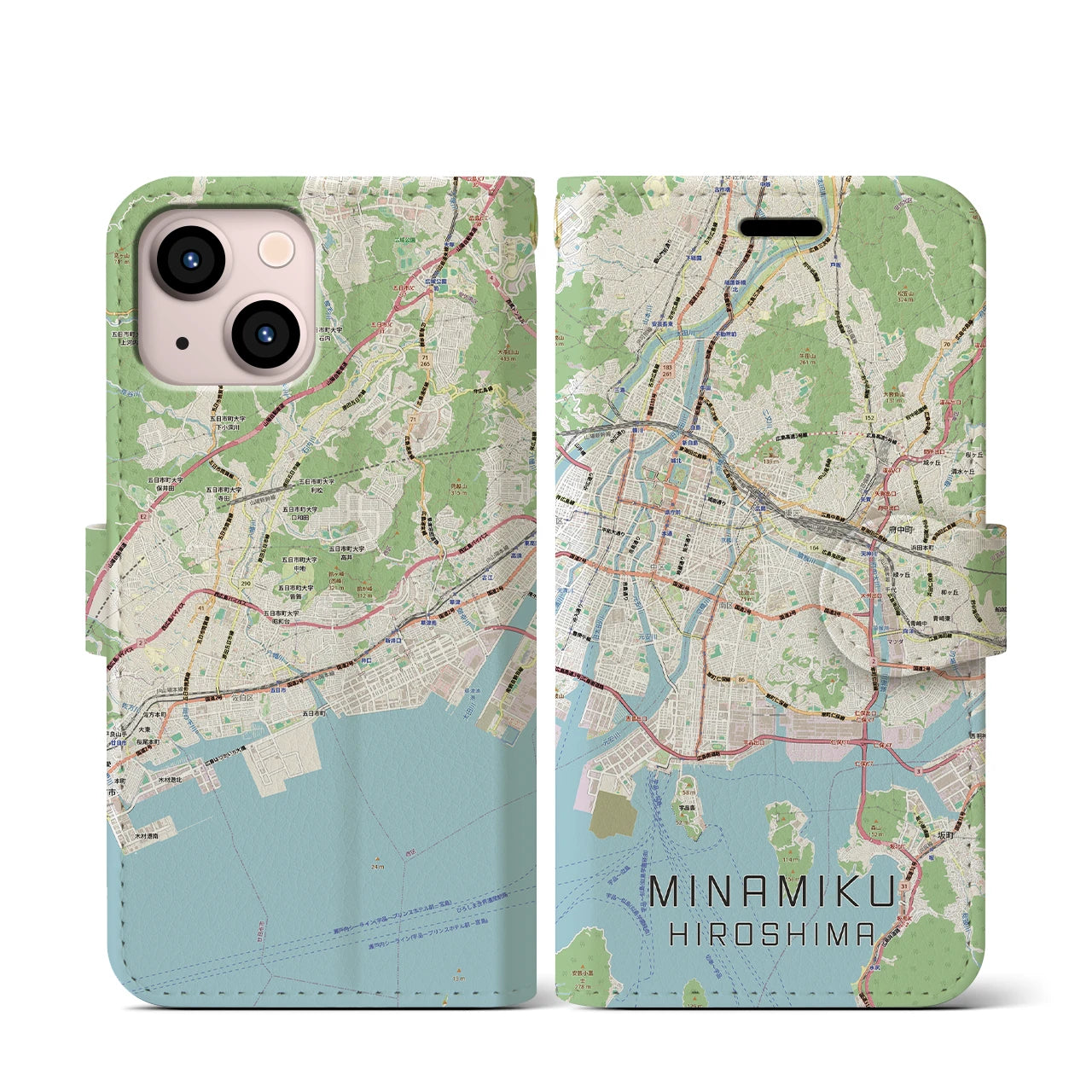 【南区(広島市)】地図柄iPhoneケース(手帳タイプ)