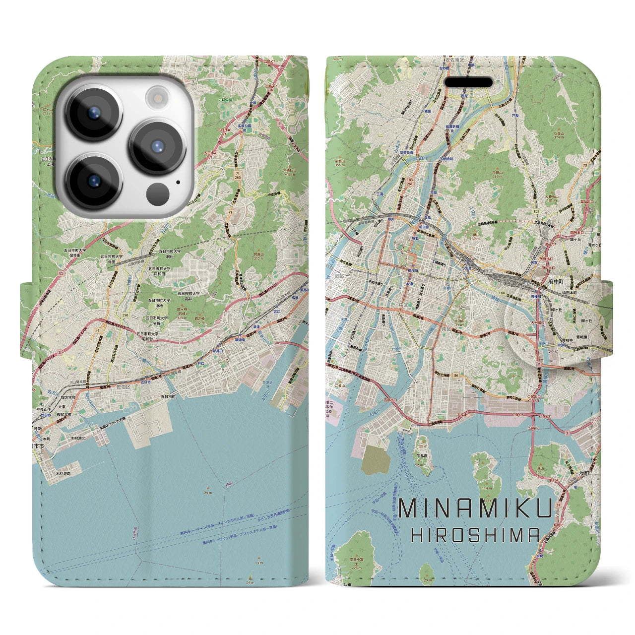 【南区(広島市)】地図柄iPhoneケース(手帳タイプ)