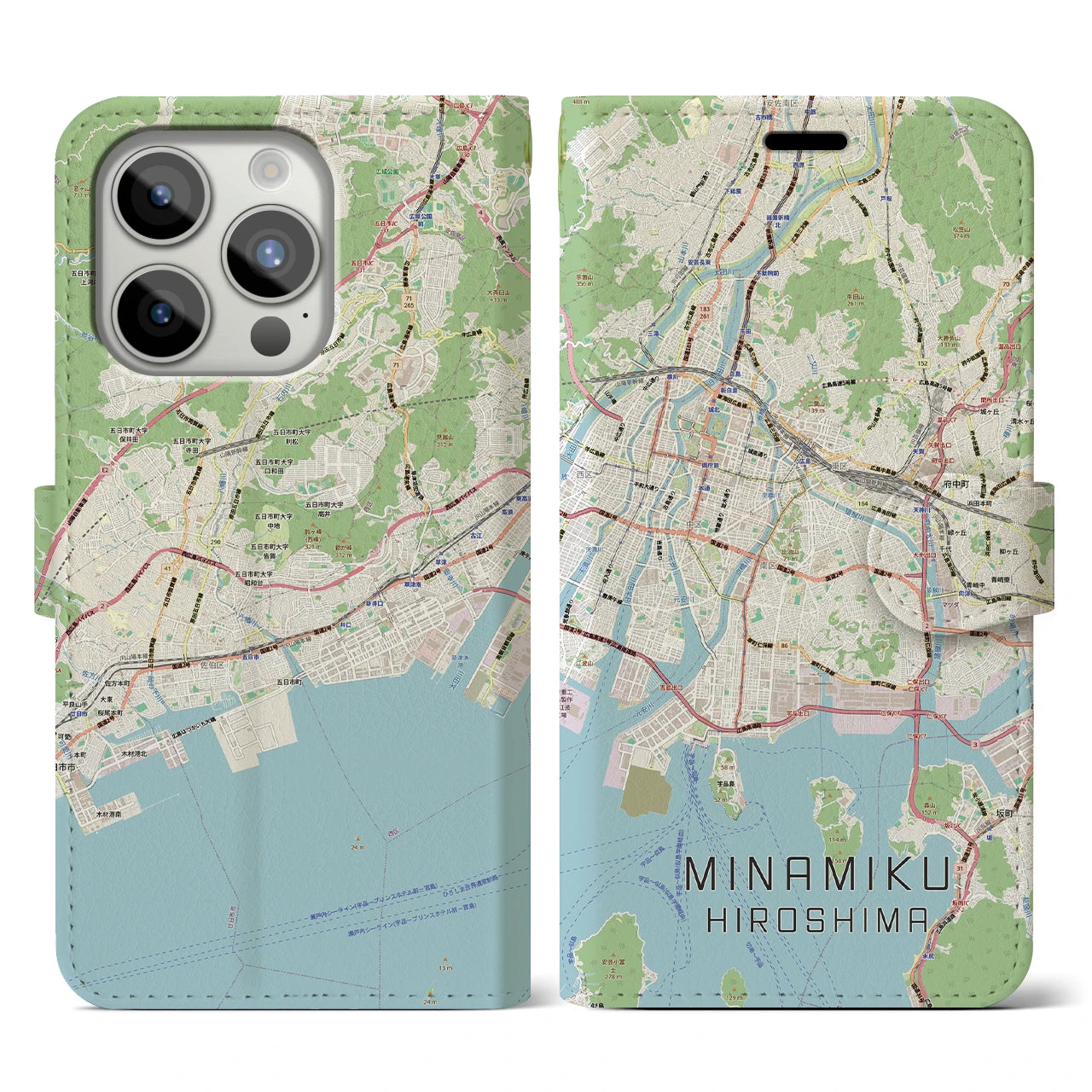 【南区(広島市)】地図柄iPhoneケース(手帳タイプ)