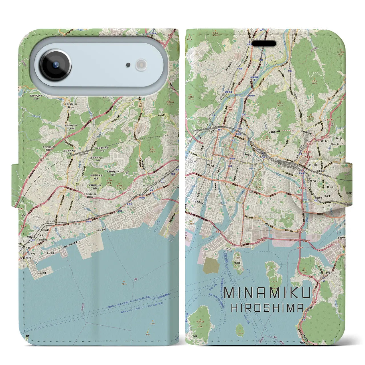 【南区(広島市)】地図柄iPhoneケース(手帳タイプ)