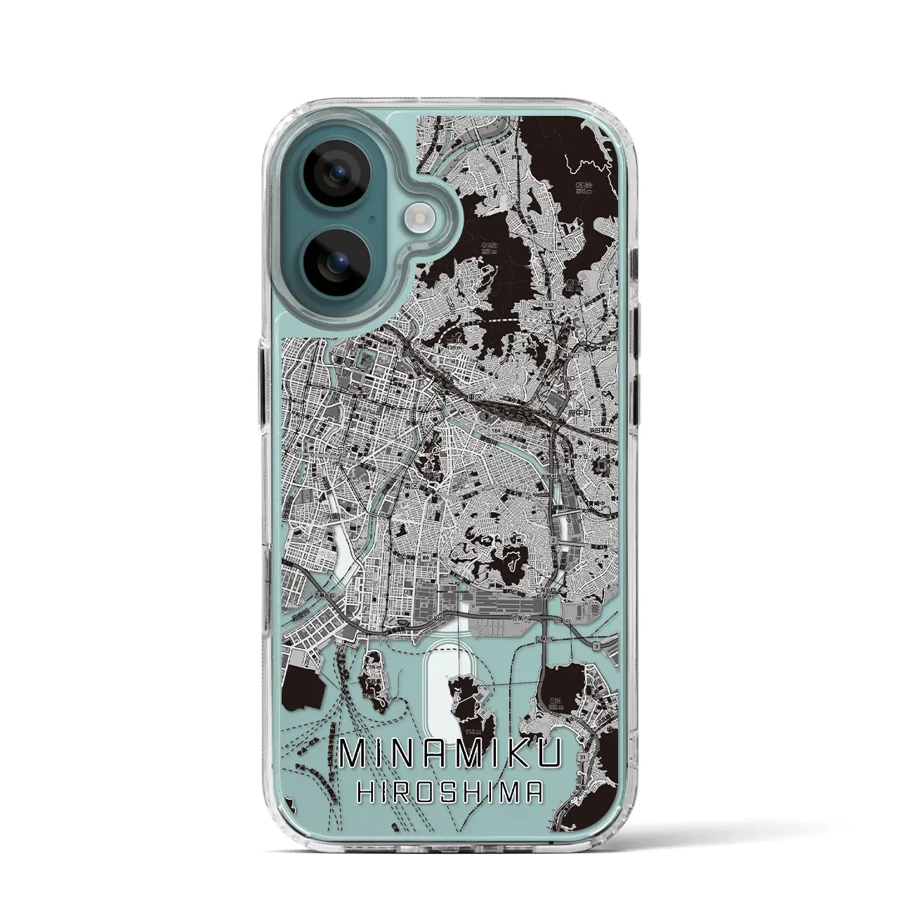 【南区(広島市)】地図柄iPhoneケース(MagSafeタイプ)モノトーン・iPhone 16 Pro 用