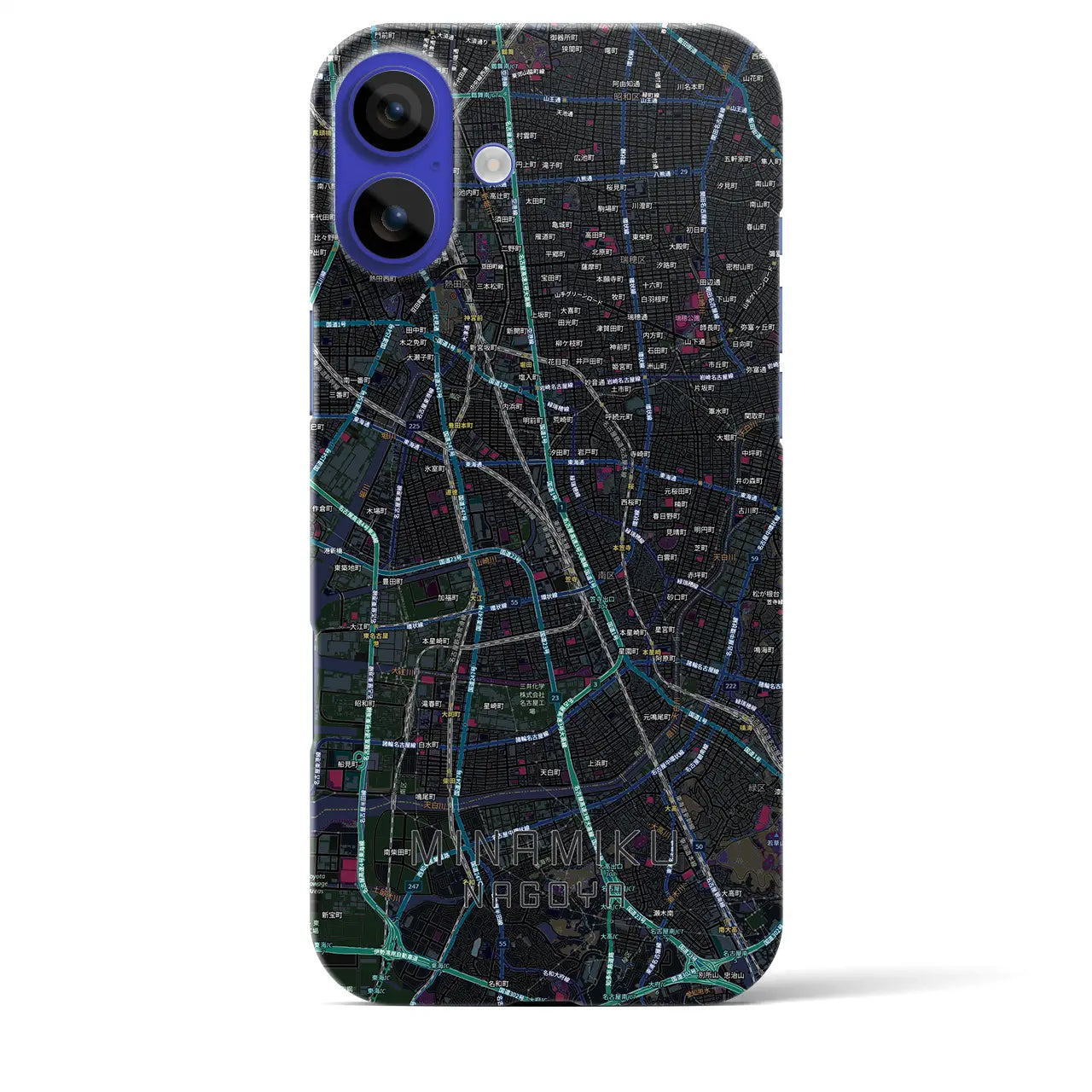 【南区(名古屋市)】地図柄iPhoneケース(バックカバータイプ)