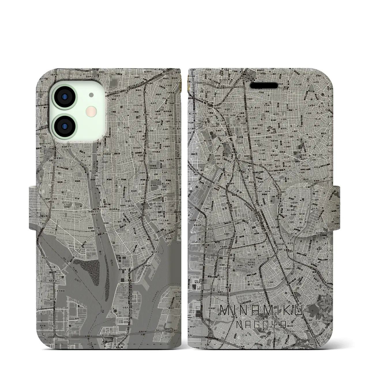 【南区(名古屋市)】地図柄iPhoneケース(手帳タイプ)