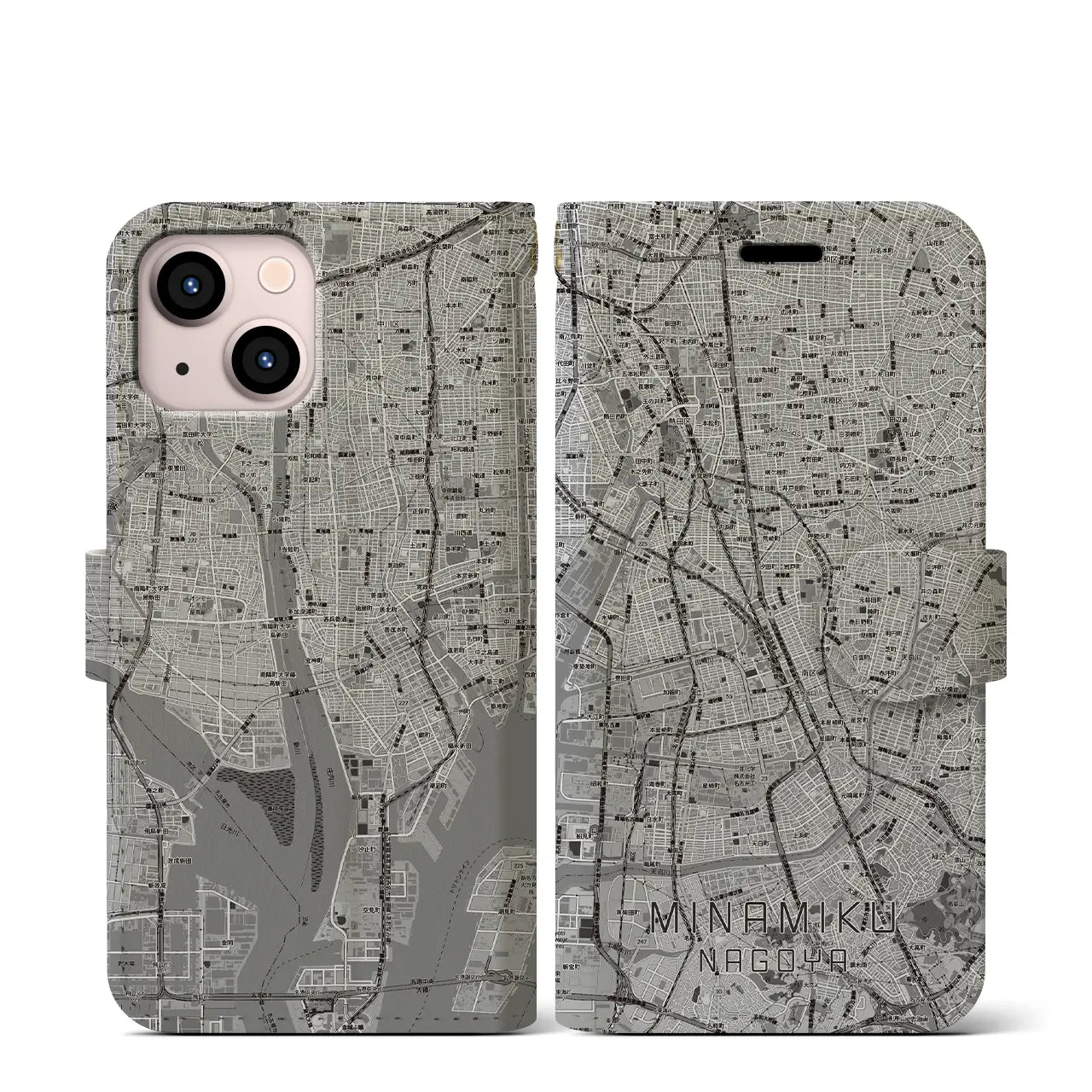 【南区(名古屋市)】地図柄iPhoneケース(手帳タイプ)