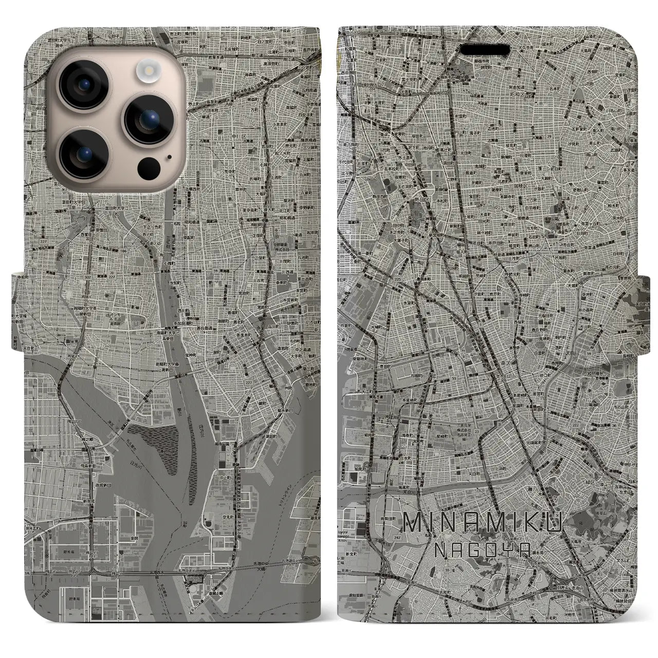 【南区(名古屋市)】地図柄iPhoneケース(手帳タイプ)