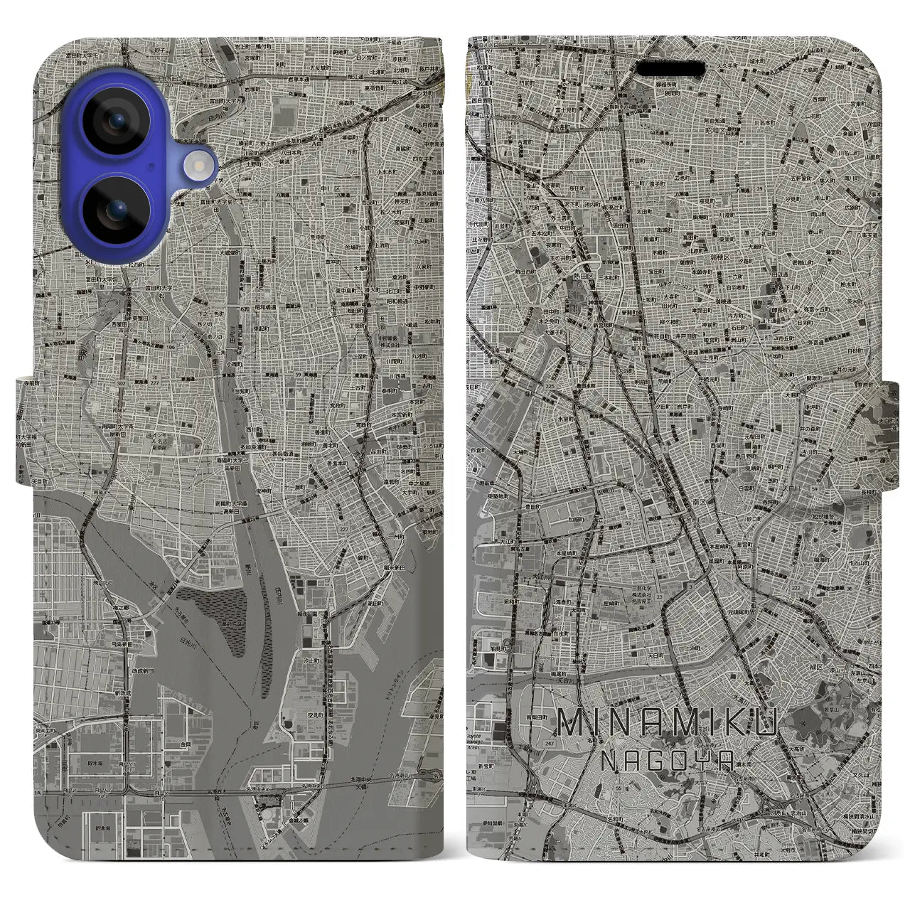 【南区(名古屋市)】地図柄iPhoneケース(手帳タイプ)