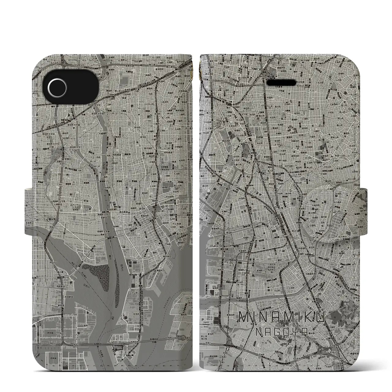【南区(名古屋市)】地図柄iPhoneケース(手帳タイプ)