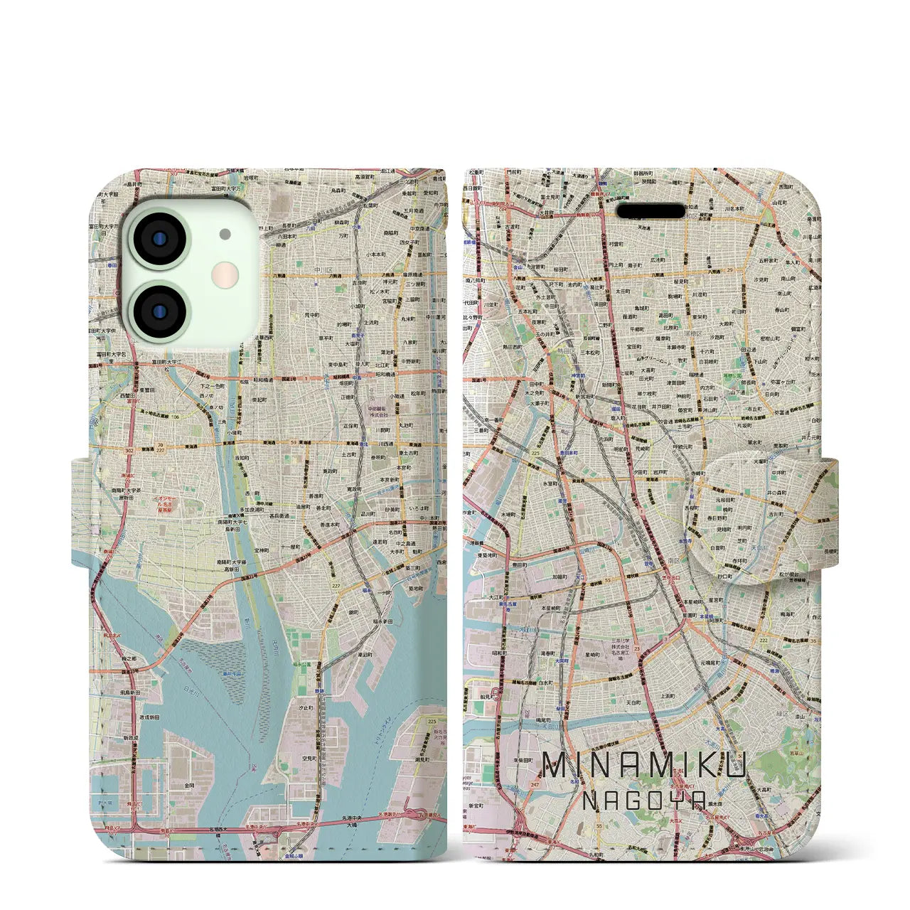 【南区(名古屋市)】地図柄iPhoneケース(手帳タイプ)