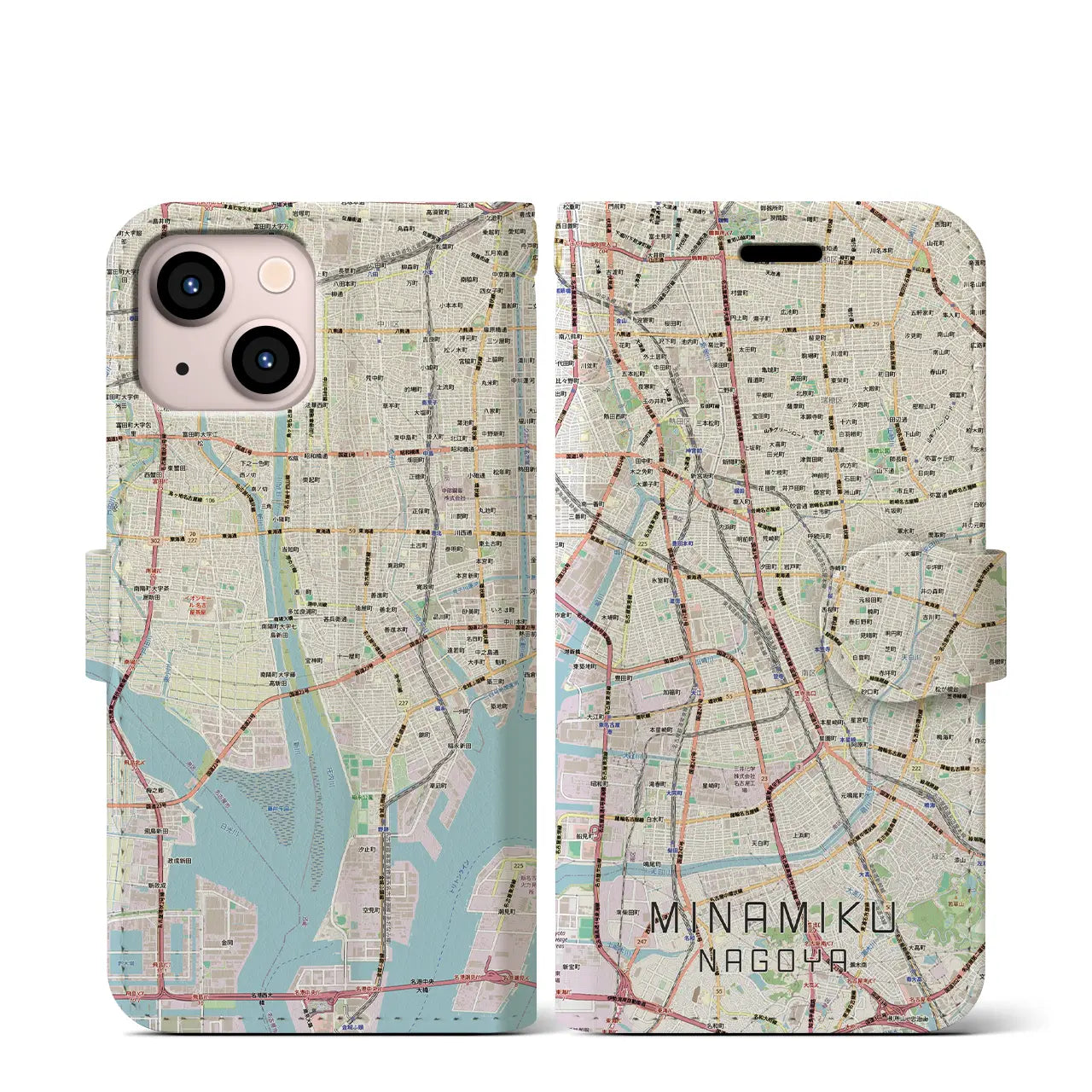 【南区(名古屋市)】地図柄iPhoneケース(手帳タイプ)