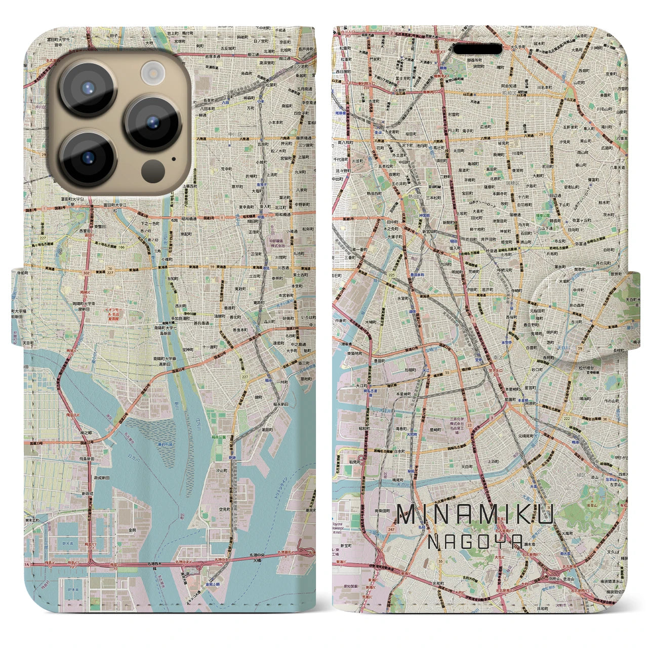 【南区(名古屋市)】地図柄iPhoneケース(手帳タイプ)