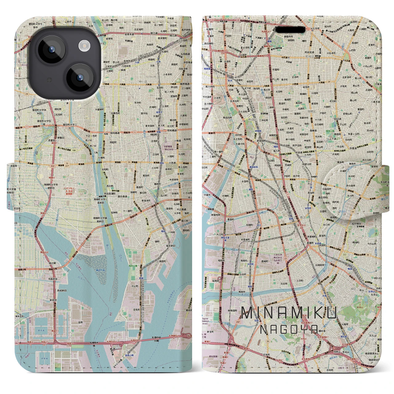 【南区(名古屋市)】地図柄iPhoneケース(手帳タイプ)