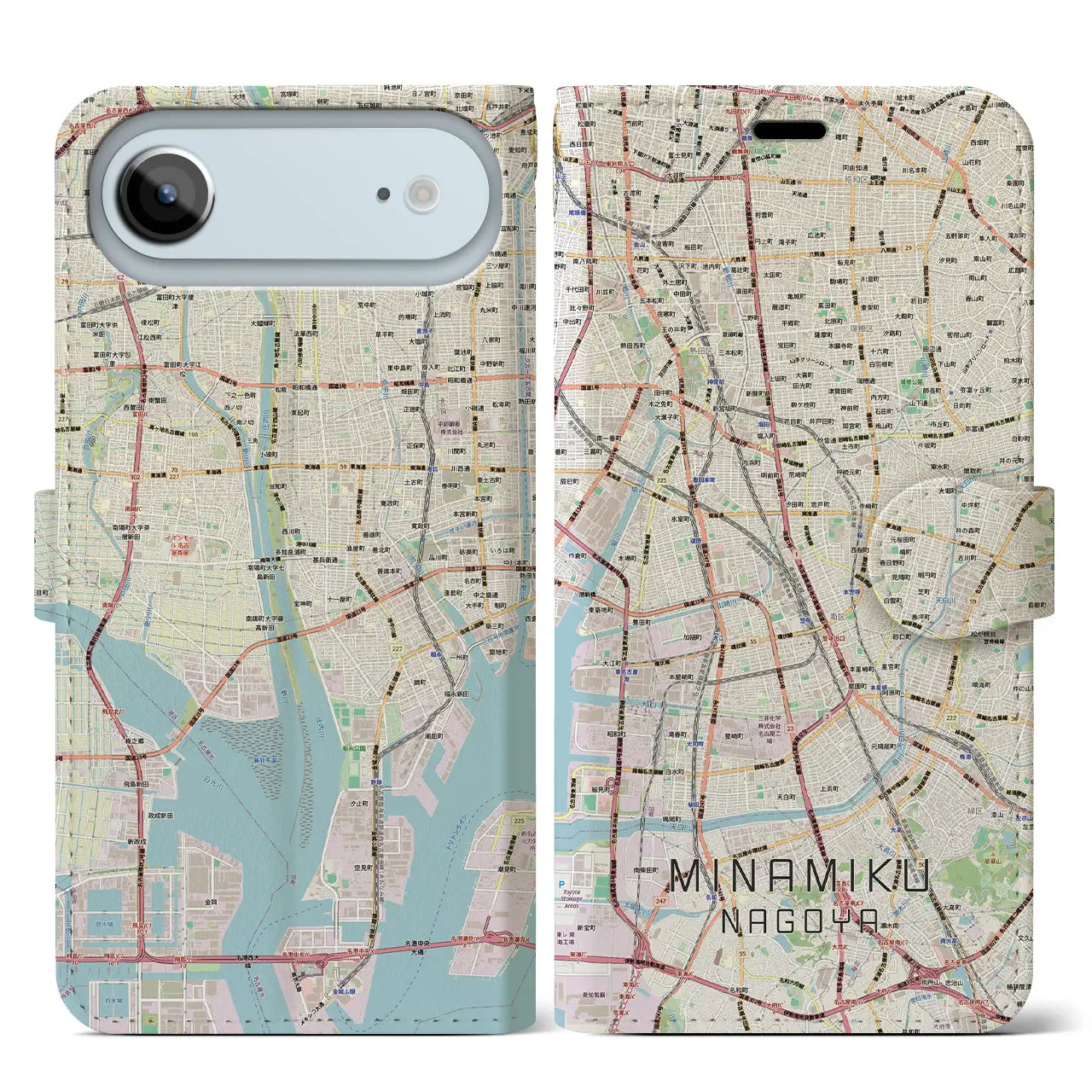 【南区(名古屋市)】地図柄iPhoneケース(手帳タイプ)ナチュラル・iPhone 17 Pro Max 用