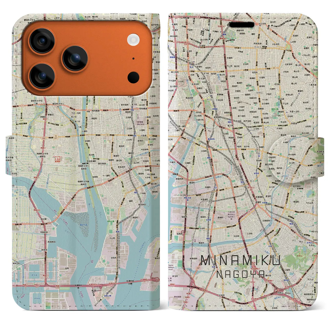 【南区(名古屋市)】地図柄iPhoneケース(手帳タイプ)