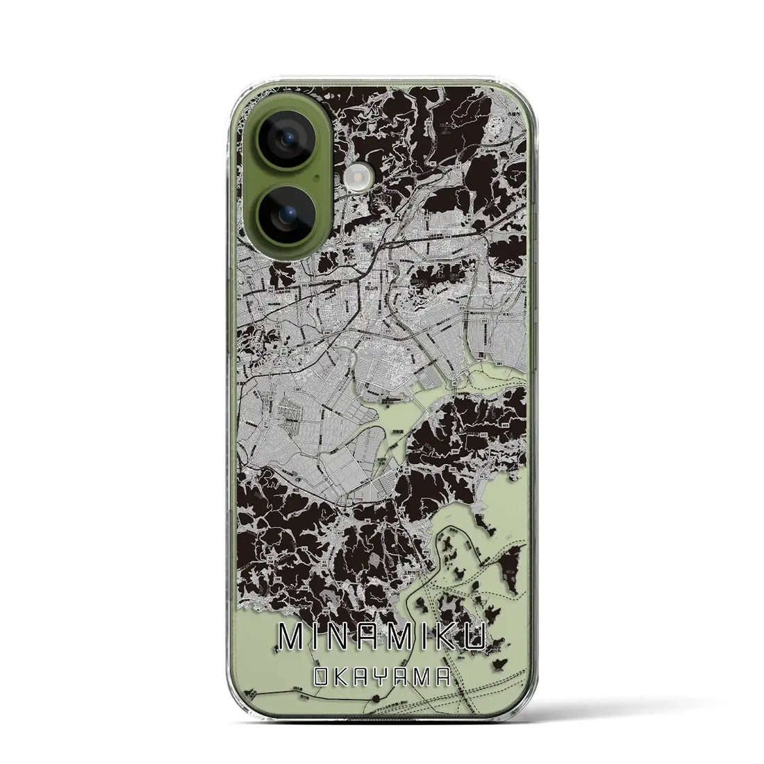 【南区(岡山市)】地図柄iPhoneケース(クリアタイプ)モノトーン・iPhone 17 Pro Max 用