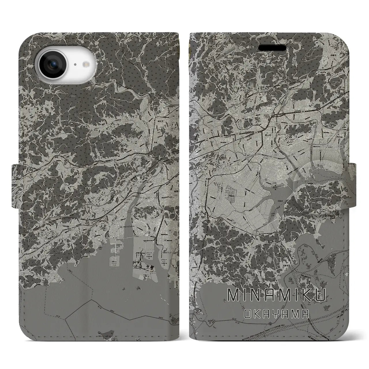 【南区(岡山市)】地図柄iPhoneケース(手帳タイプ)