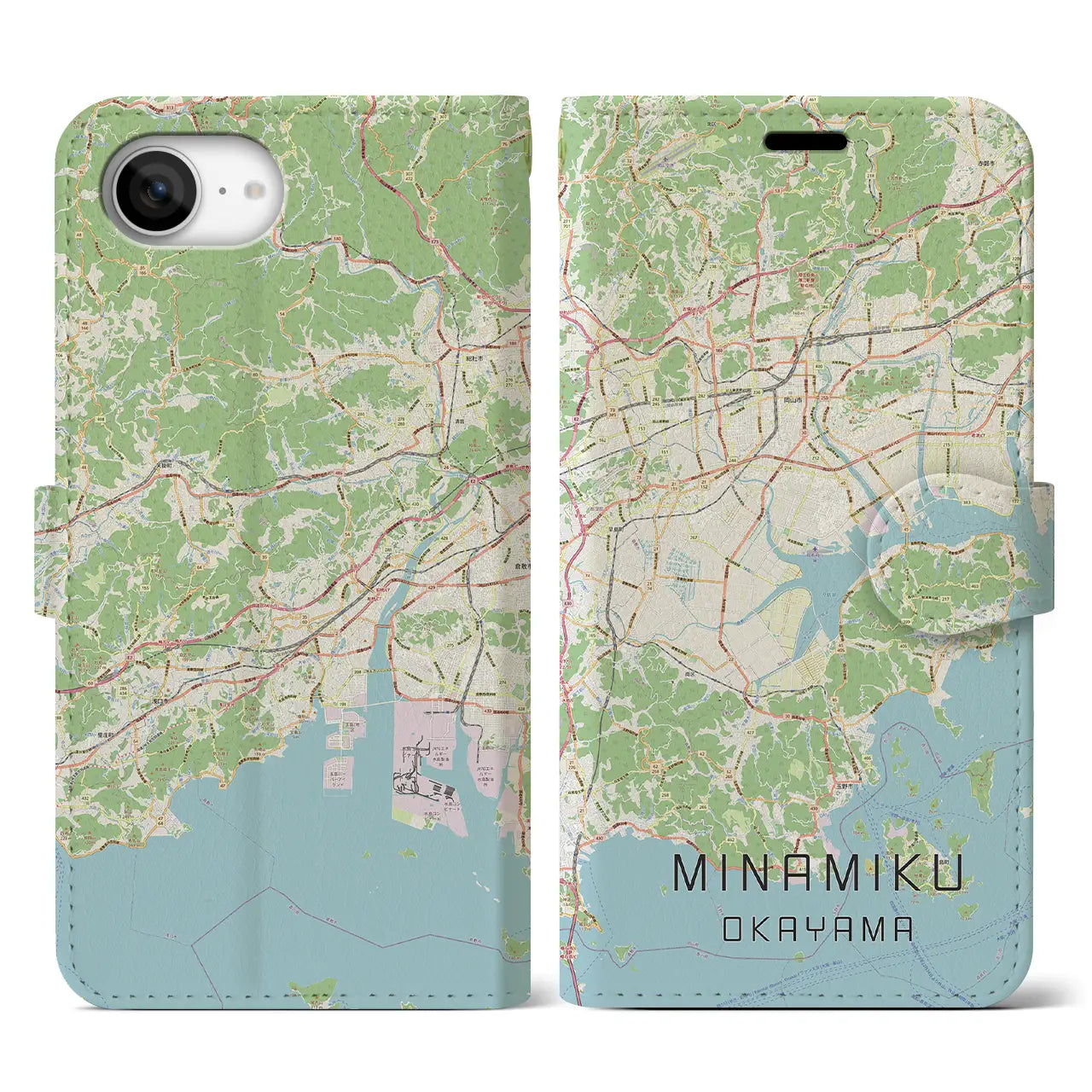 【南区(岡山市)】地図柄iPhoneケース(手帳タイプ)