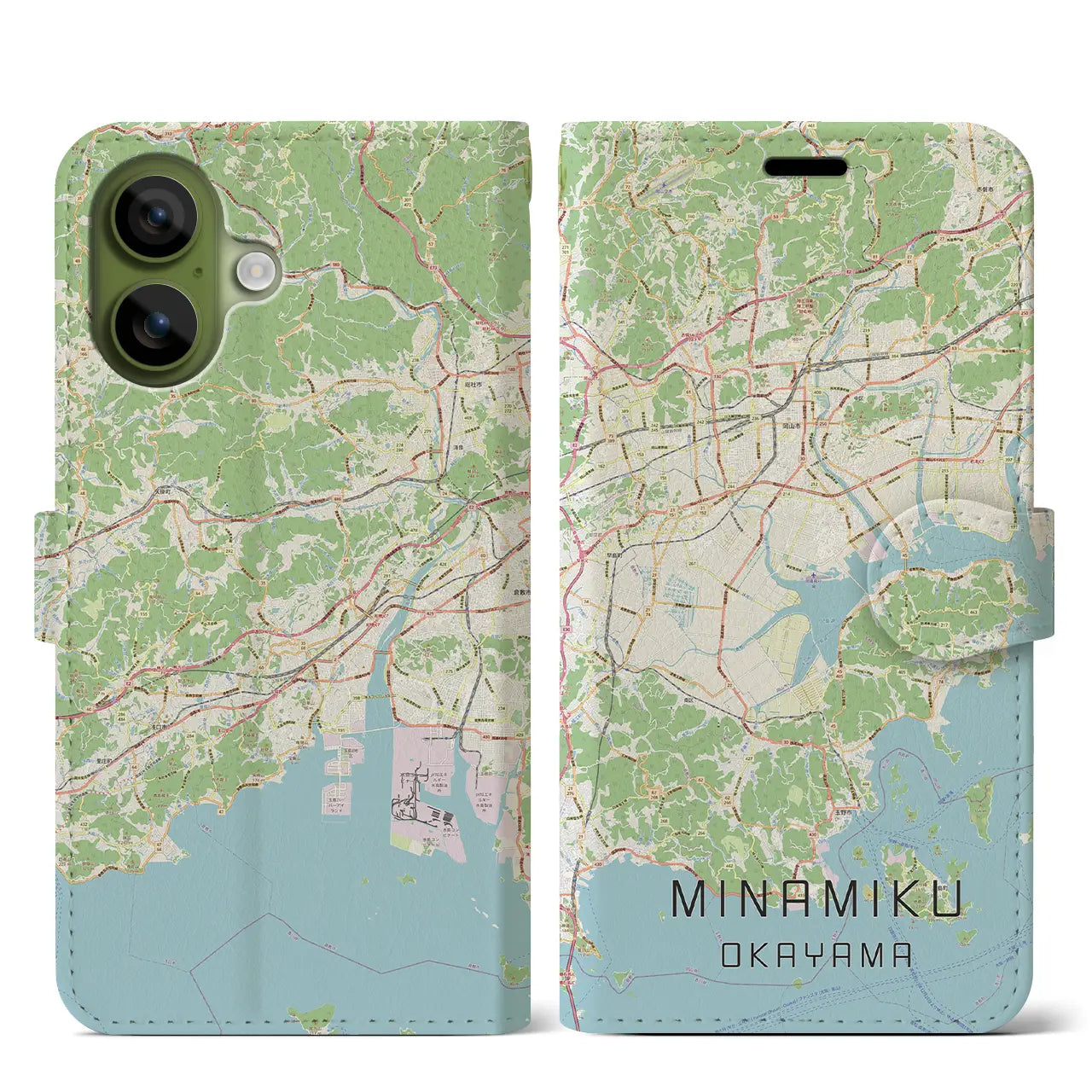 【南区(岡山市)】地図柄iPhoneケース(手帳タイプ)