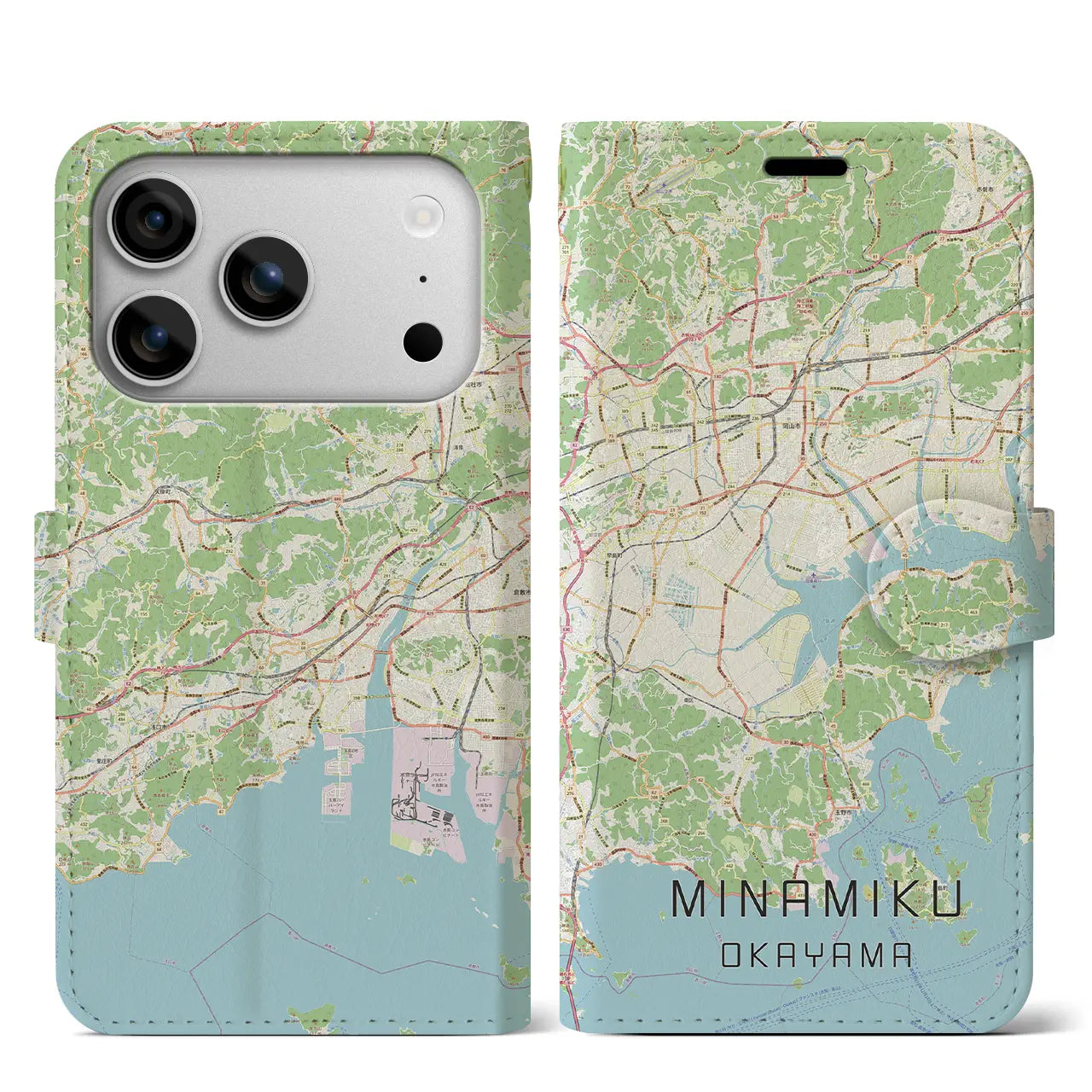 【南区(岡山市)】地図柄iPhoneケース(手帳タイプ)