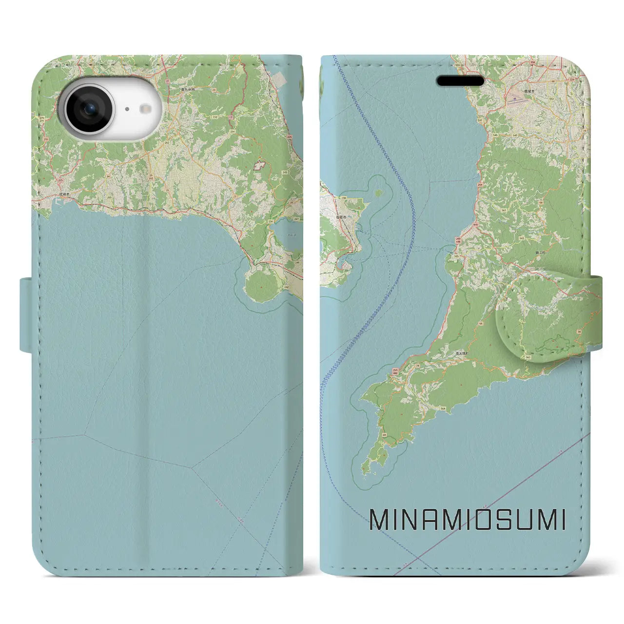 【南大隅(鹿児島県)】地図柄iPhoneケース(手帳タイプ)