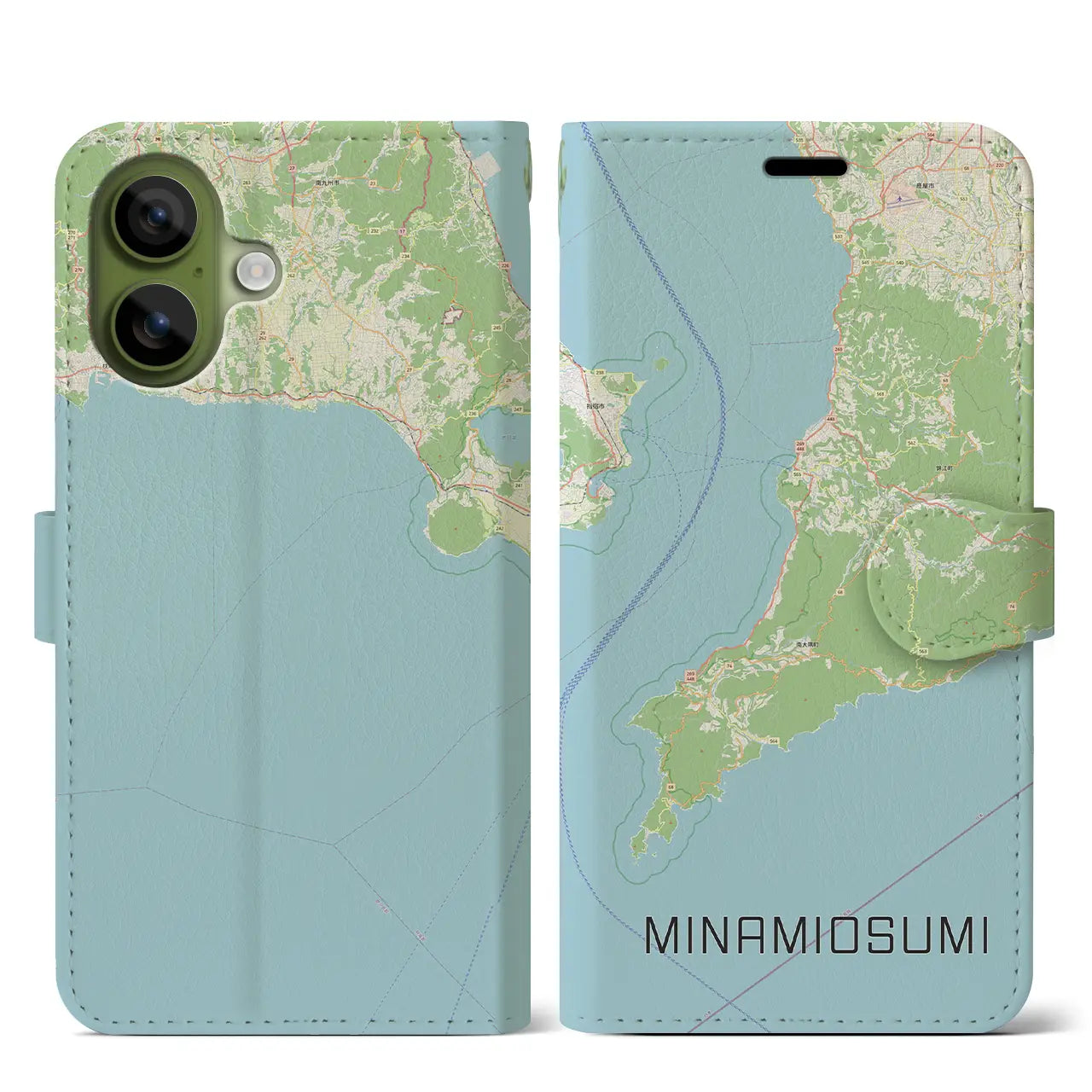 【南大隅(鹿児島県)】地図柄iPhoneケース(手帳タイプ)