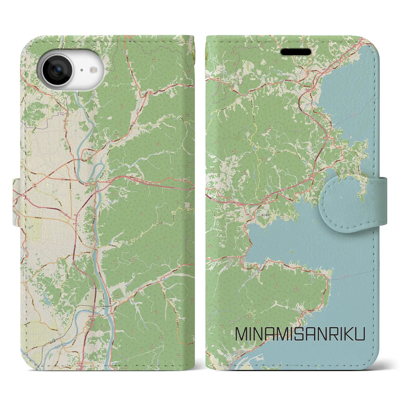 【南三陸(宮城県)】地図柄iPhoneケース(手帳タイプ)
