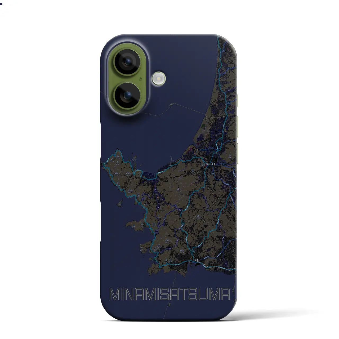 【南さつま(鹿児島県)】地図柄iPhoneケース(バックカバータイプ)