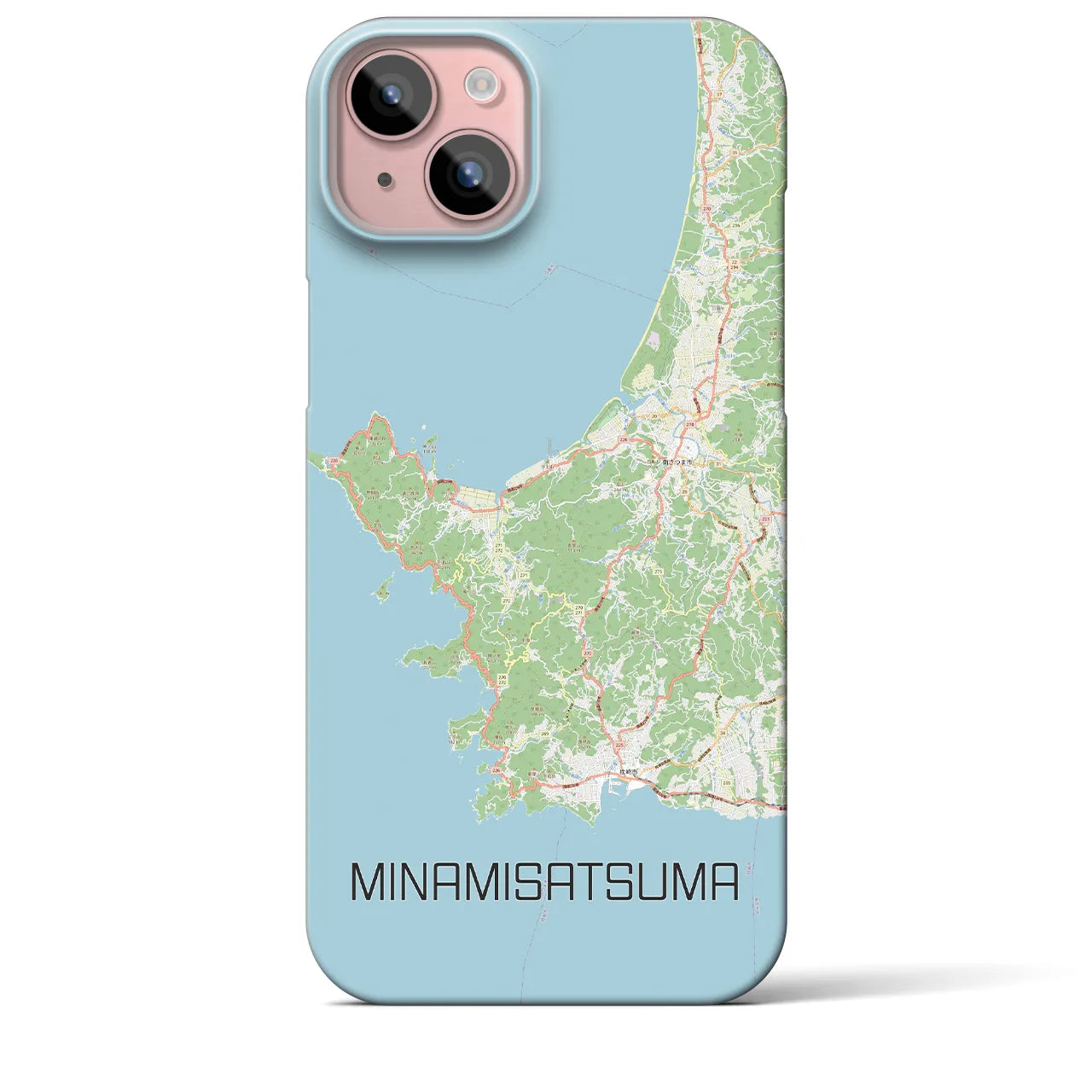 【南さつま(鹿児島県)】地図柄iPhoneケース(バックカバータイプ)