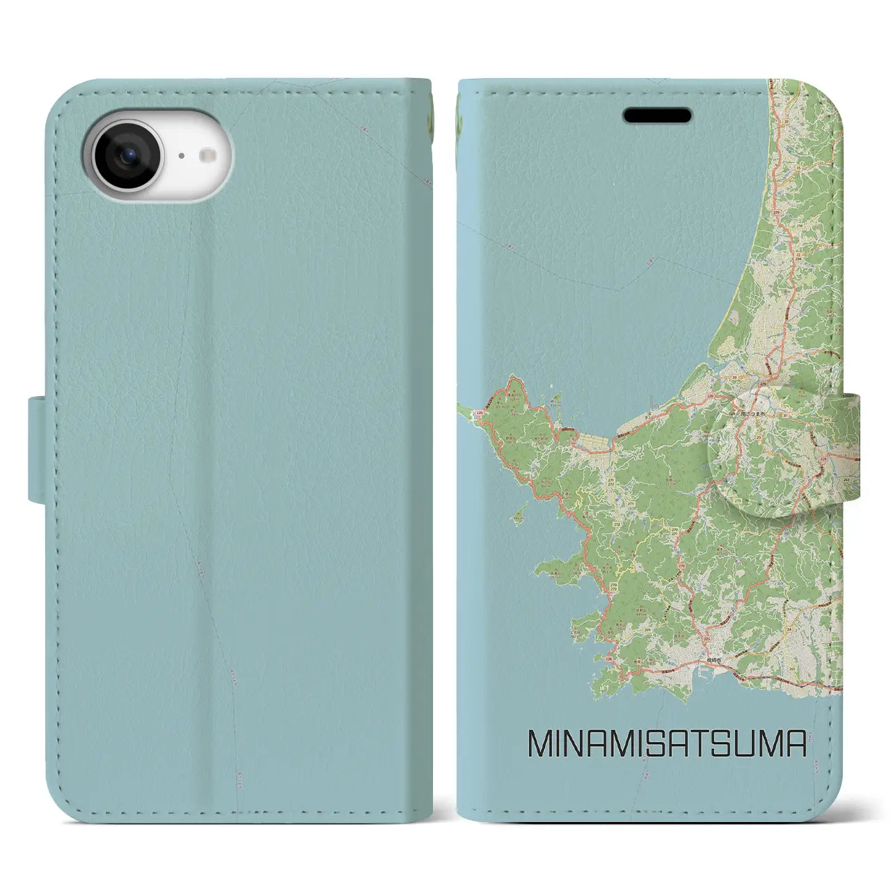 【南さつま(鹿児島県)】地図柄iPhoneケース(手帳タイプ)