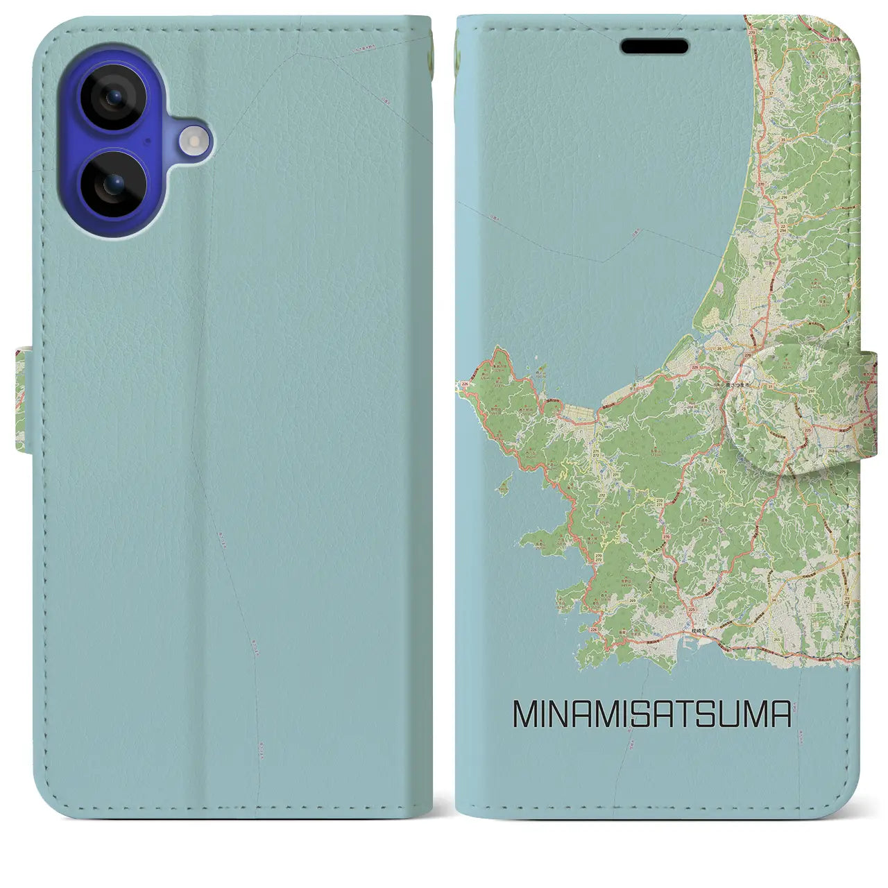 【南さつま(鹿児島県)】地図柄iPhoneケース(手帳タイプ)ナチュラル・iPhone 16 Pro Max 用