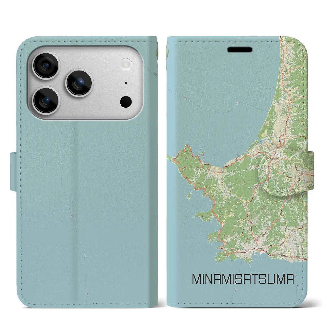 【南さつま(鹿児島県)】地図柄iPhoneケース(手帳タイプ)