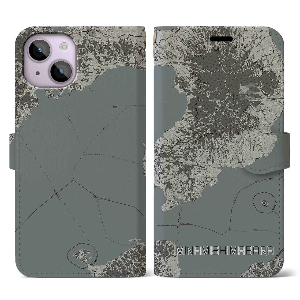 【南島原(長崎県)】地図柄iPhoneケース(手帳タイプ)