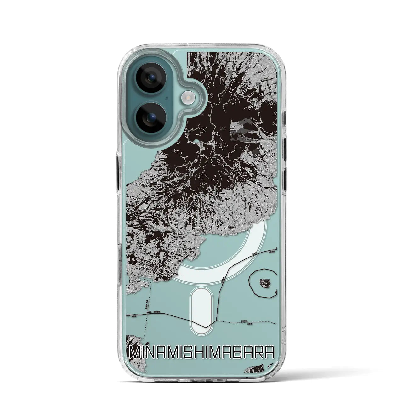 【南島原(長崎県)】地図柄iPhoneケース(MagSafeタイプ)モノトーン・iPhone 16 Pro 用