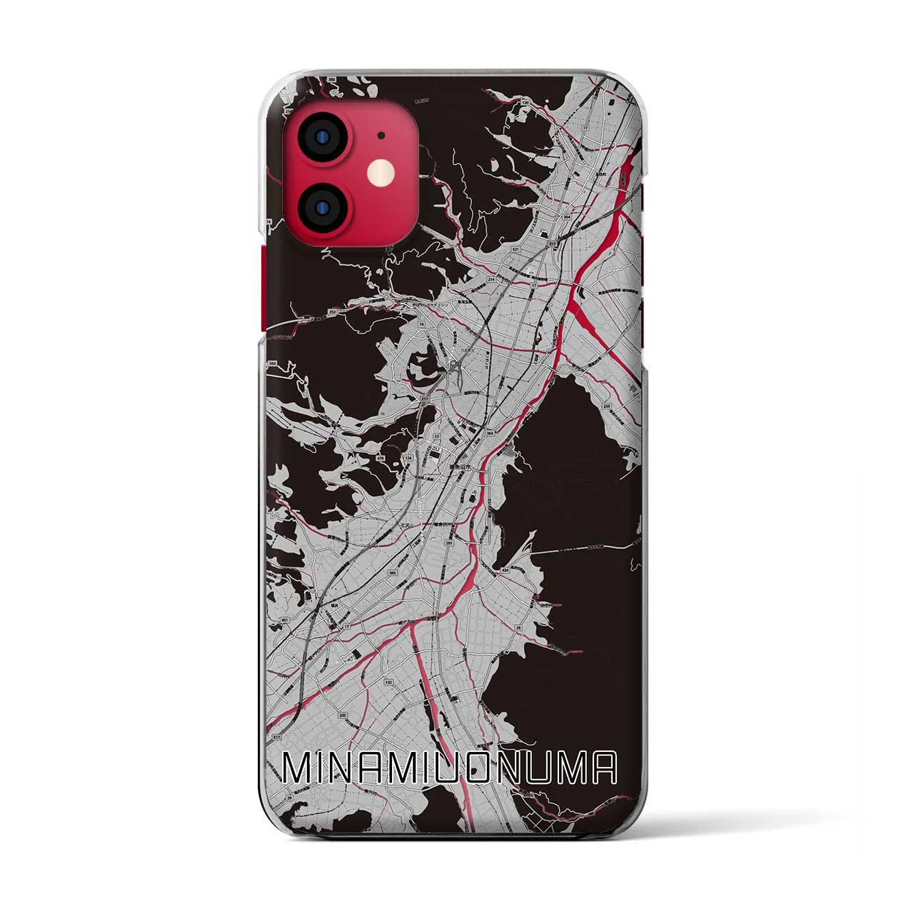 【南魚沼(新潟県)】地図柄iPhoneケース(クリアタイプ)モノトーン・iPhone 11 用