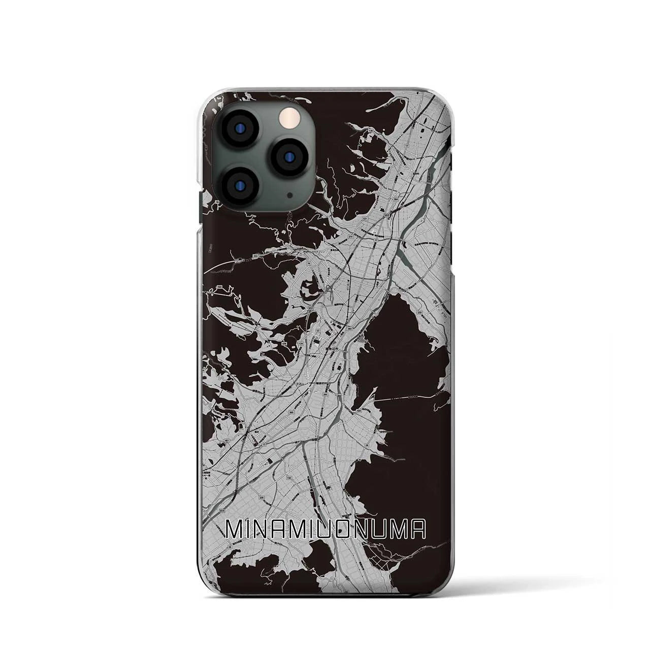 【南魚沼(新潟県)】地図柄iPhoneケース(クリアタイプ)モノトーン・iPhone 11 Pro 用